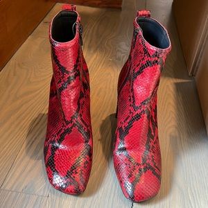 Rag and Bone Red snake print bootie